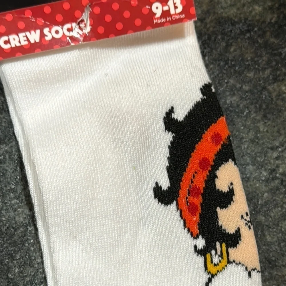 Betty Boop Crew Socks - White and Black